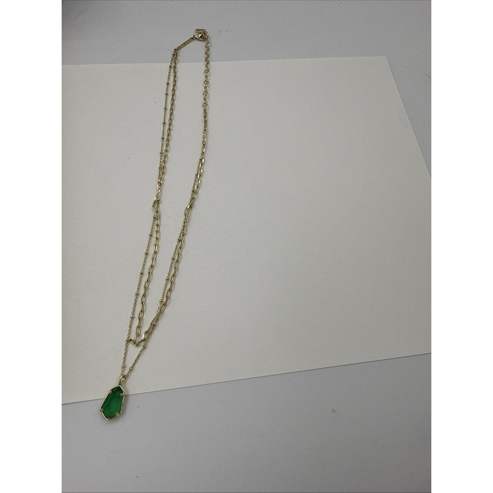 Kendra Scott Alexandria Multi-Strand Necklace Geometric Green Stone